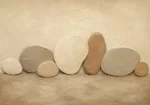 River Stone Rhythm Minimalist Wall Art Canvas Print
