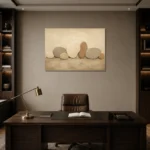 River Stone Rhythm Minimalist Wall Art Canvas Print displayed in a contemporary gallery-inspired room
