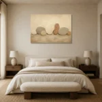 River Stone Rhythm Minimalist Wall Art Canvas Print showcased in an elegant minimalist interior