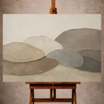 Taupe and ivory Minimalist Wall Art print featuring weathered stone-inspired organic forms for elegant interiors