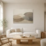Weathered Stone Forms Minimalist Wall Art Canvas Print styled in a refined neutral interior