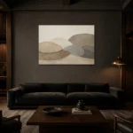 Weathered Stone Forms Minimalist Wall Art Canvas Print shown in a warm modern interior