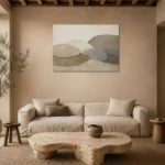 Weathered Stone Forms Minimalist Wall Art Canvas Print presented in a sophisticated home setting
