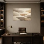 Floating Island Forms Minimalist Wall Art Canvas Print displayed in a contemporary gallery-inspired room