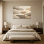 Floating Island Forms Minimalist Wall Art Canvas Print showcased in an elegant minimalist interior