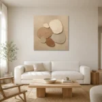 Pebble Cluster Minimalist Wall Art Canvas Print styled in a refined neutral interior