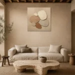 Pebble Cluster Minimalist Wall Art Canvas Print presented in a sophisticated home setting