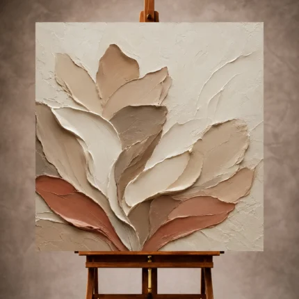 Clay and ivory Minimalist Wall Art print featuring layered petal-inspired organic forms for elegant interiors