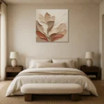 Layered Petal Forms Minimalist Wall Art Canvas Print showcased in an elegant minimalist interior