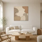Limestone Relief Forms Minimalist Wall Art Canvas Print styled in a refined neutral interior
