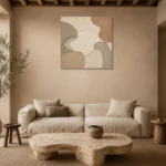 Limestone Relief Forms Minimalist Wall Art Canvas Print presented in a sophisticated home setting