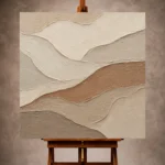 Taupe and ivory Minimalist Wall Art print featuring diagonal tide-like organic bands for elegant interiors