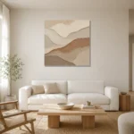 Tranquil Tide Bands Minimalist Wall Art Canvas Print styled in a refined neutral interior