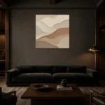 Tranquil Tide Bands Minimalist Wall Art Canvas Print shown in a warm modern interior