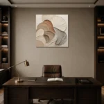 Luminous Shell Forms Minimalist Wall Art Canvas Print displayed in a contemporary gallery-inspired room