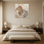Luminous Shell Forms Minimalist Wall Art Canvas Print showcased in an elegant minimalist interior
