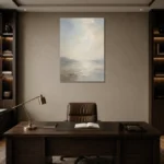 Misty Horizon Minimalist Wall Art Canvas Print displayed in a contemporary gallery-inspired room