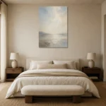 Misty Horizon Minimalist Wall Art Canvas Print showcased in an elegant minimalist interior