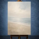 Misty Coastal Horizon Minimal Landscape Wall Art Canvas Print - Image 2