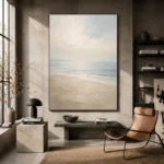 Misty Coastal Horizon Minimal Landscape Wall Art Canvas Print - Image 3