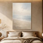 Misty Coastal Horizon Minimal Landscape Wall Art Canvas Print - Image 6