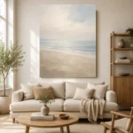 Misty Coastal Horizon Minimal Landscape Wall Art Canvas Print - Image 7