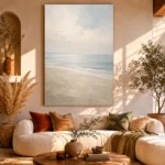 Misty Coastal Horizon Minimal Landscape Wall Art Canvas Print - Image 8