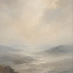 Hushed Valley Mist Minimal Landscape Wall Art Canvas Print
