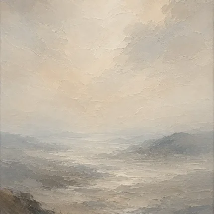 Hushed Valley Mist Minimal Landscape Wall Art Canvas Print