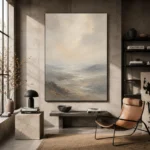 Hushed Valley Mist Minimal Landscape Wall Art Canvas Print - Image 3