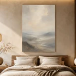 Hushed Valley Mist Minimal Landscape Wall Art Canvas Print - Image 6