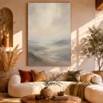 Hushed Valley Mist Minimal Landscape Wall Art Canvas Print - Image 8