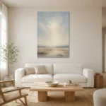 Luminous Open Plain Minimal Landscape Wall Art Canvas Print styled in a refined neutral interior