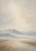 Misty Mountain Silence Minimal Landscape Wall Art Canvas Print