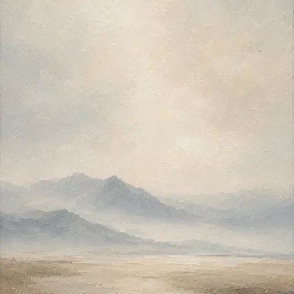 Misty Mountain Silence Minimal Landscape Wall Art Canvas Print
