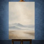 Misty Mountain Silence Minimal Landscape Wall Art Canvas Print - Image 2