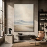 Misty Mountain Silence Minimal Landscape Wall Art Canvas Print - Image 3