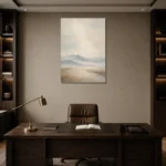 Misty Mountain Silence Minimal Landscape Wall Art Canvas Print displayed in a contemporary gallery-inspired room