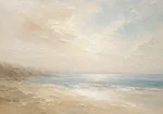 Tranquil Coastal Horizon Minimal Landscape Wall Art Canvas Print