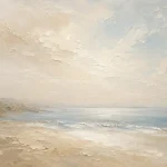 Tranquil Coastal Horizon Minimal Landscape Wall Art Canvas Print