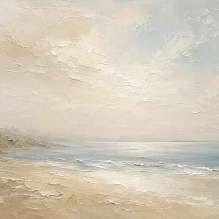 Tranquil Coastal Horizon Minimal Landscape Wall Art Canvas Print
