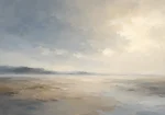 Misty Open Plain Minimal Landscape Wall Art Canvas Print