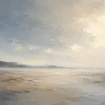 Misty Open Plain Minimal Landscape Wall Art Canvas Print