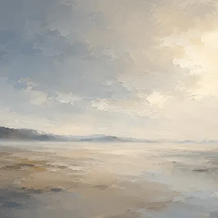 Misty Open Plain Minimal Landscape Wall Art Canvas Print