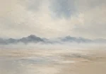 Misty Distant Ridges Minimal Landscape Wall Art Canvas Print