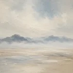 Misty Distant Ridges Minimal Landscape Wall Art Canvas Print
