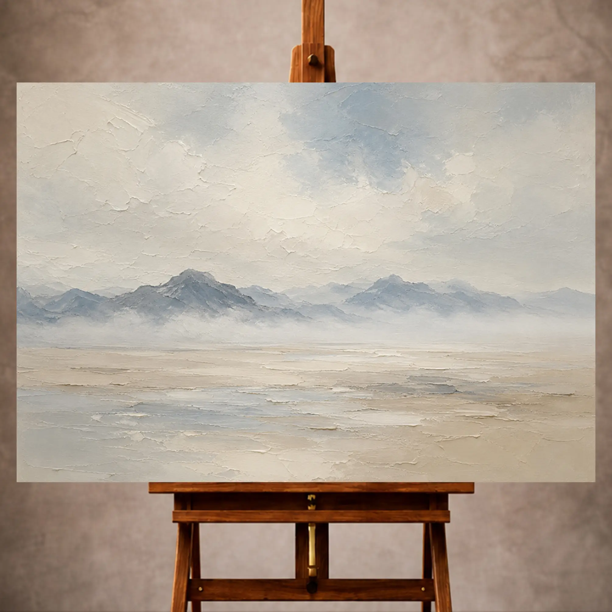 Premium Wall Art Yatay Html Edition – MINIMALIST059 Image 1 Gray and misty blue Minimal Landscape Wall Art print featuring distant ridge silhouettes for refined interiors
