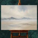 Misty Distant Ridges Minimal Landscape Wall Art Canvas Print - Image 2