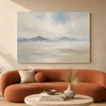 Misty Distant Ridges Minimal Landscape Wall Art Canvas Print - Image 3
