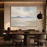 Misty Distant Ridges Minimal Landscape Wall Art Canvas Print - Image 4